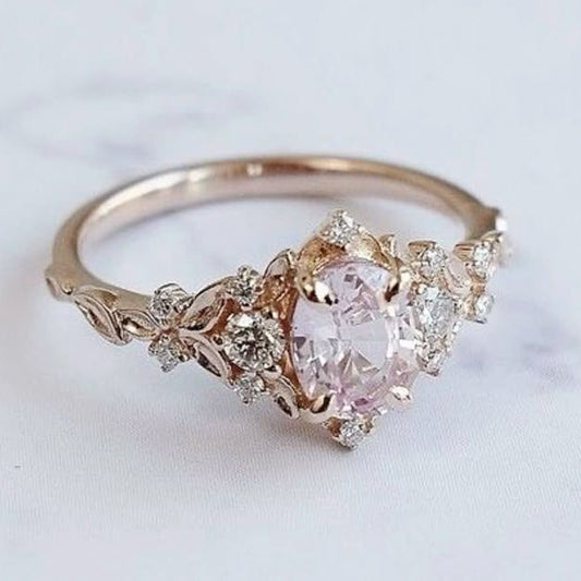 Pink Elegant Crystalline Ring