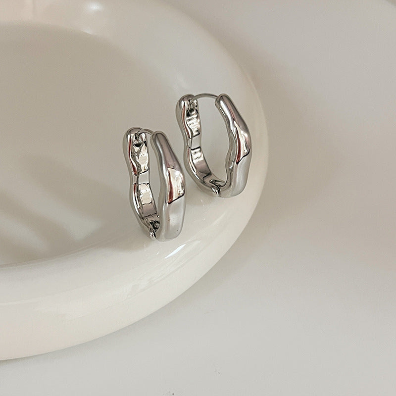 Vintage Irregular Gold And Silver Earrings