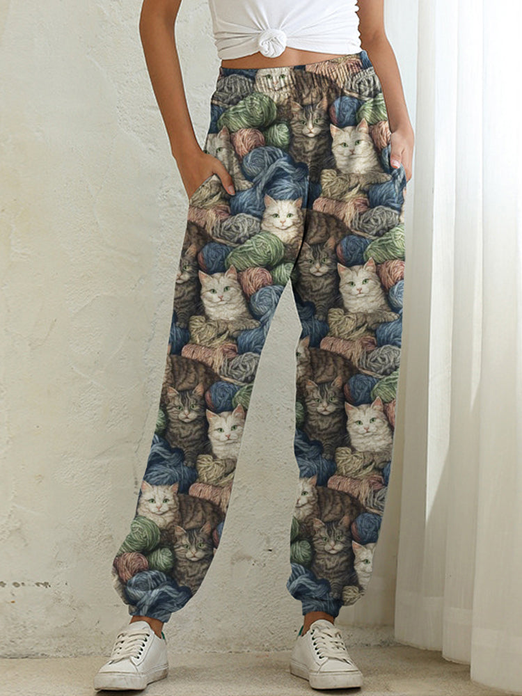 Comstylish Wooly Cats Print Women's Sweatpants