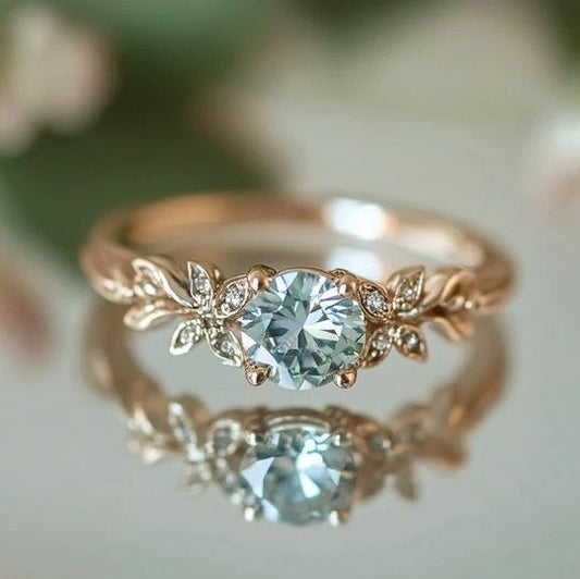 Exotic Turquoise Crystal Flower Ring