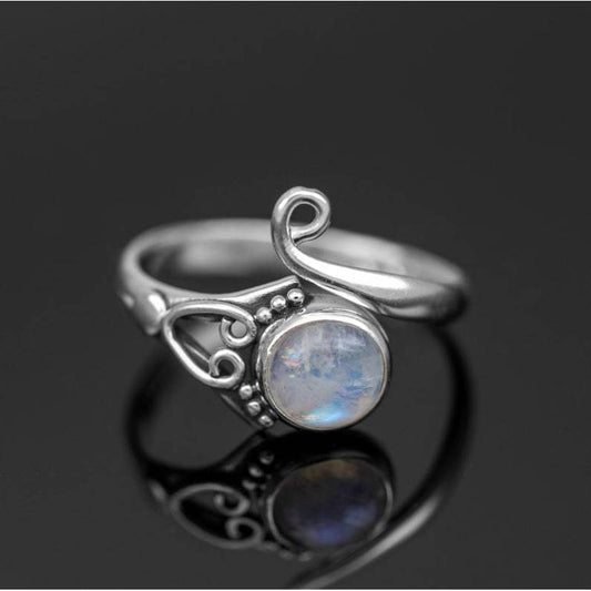 Vintage Blue Moonstone Silver Ring