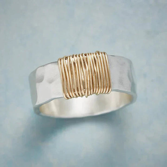 Vintage Golden Threads Silver Ring