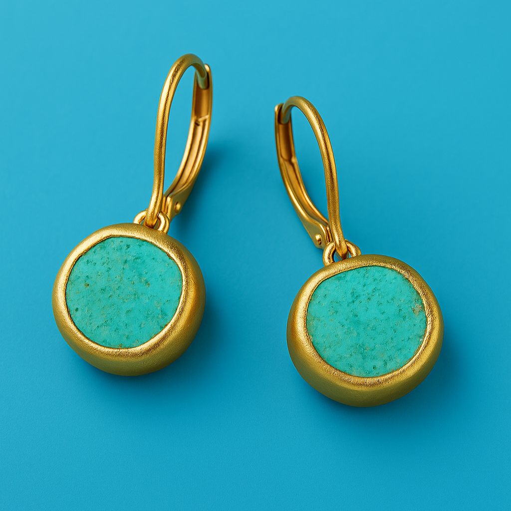 CopyGold Earrings With Turquoise Stone