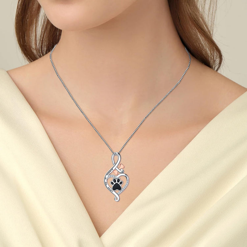Lucky Paw Necklace With Heart, Bone & Infinity ��� ���Always In My Heart��� Pendant