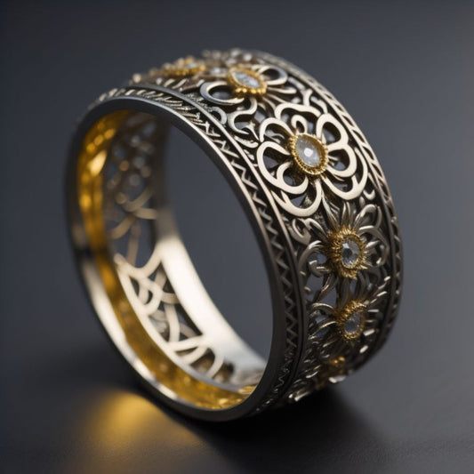 Ornate Floral Filigree Ring