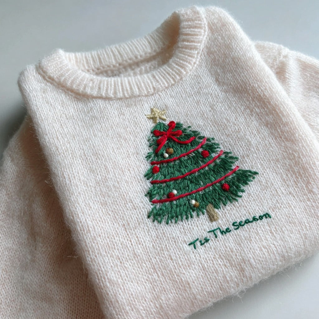 Tis The Season Christmas Embroidered Knitted Sweater artswardrobe