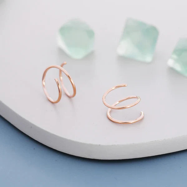 Minimalist Spiral Hoop Earrings In Sterling Silver