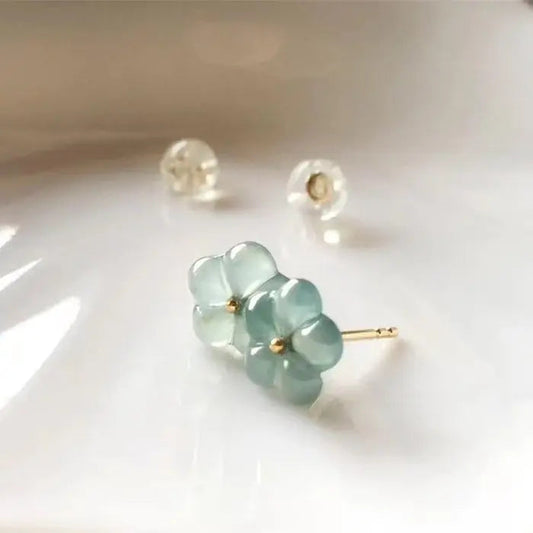 Vintage Turquoise Earrings With Crystal Flower