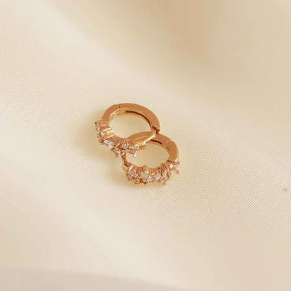 Gold Crystal Cluster Huggie Earrings