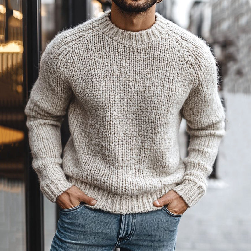 Men'S Vintage Solid Color Jacquard Cozy Sweater artswardrobe