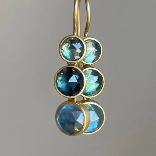 Vintage Blue Glass Dangling Earrings
