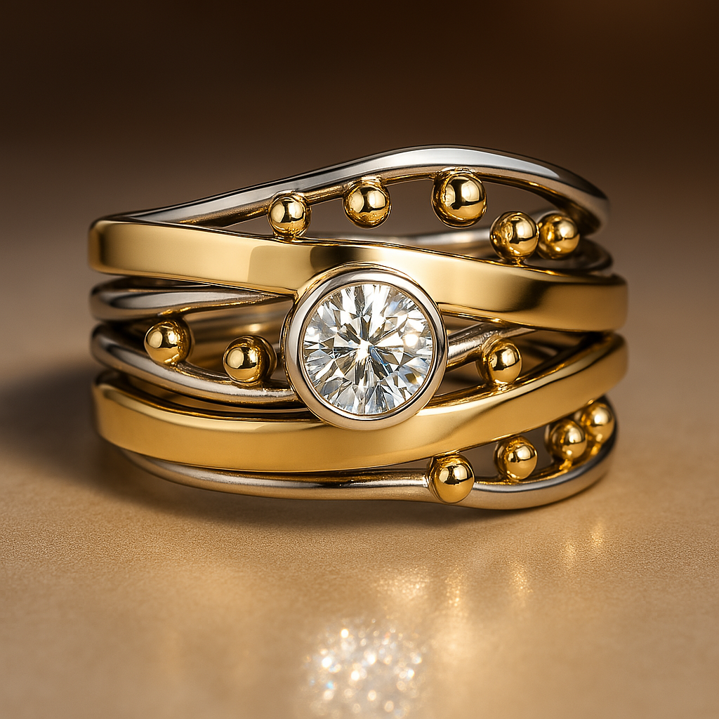 Vintage Gold Inlaid Zirconia Ring