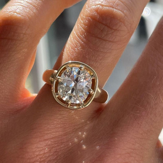 Fine White Glass Gold Ring