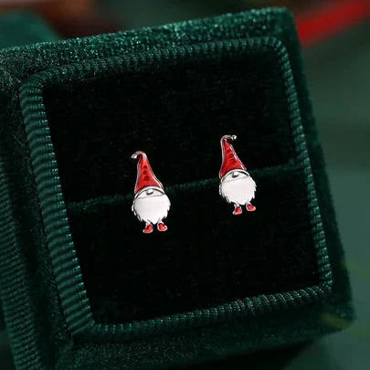 Cute Gnome Stud Earrings In Sterling Silver