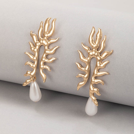 Coral Earrings With Freshwater Pearl Finish