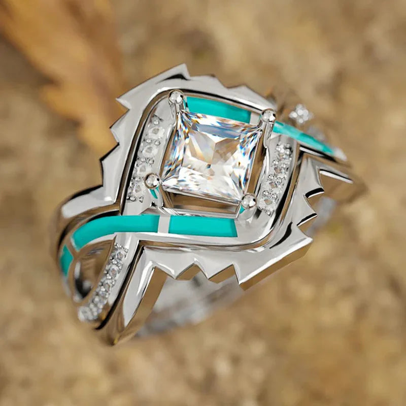 Vintage Drip Oil Three Piece Ring Set
