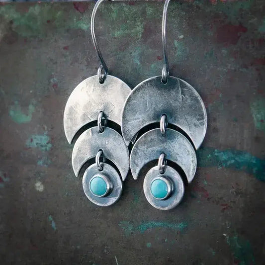 Vintage Turquoise Earrings In Silver