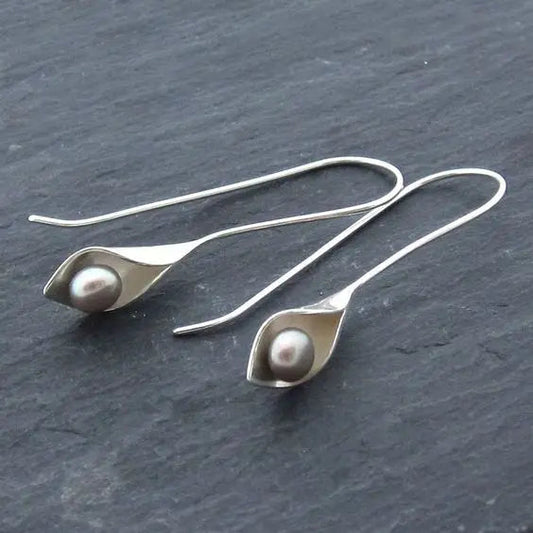 Long Vintage Silver Beaded Earrings