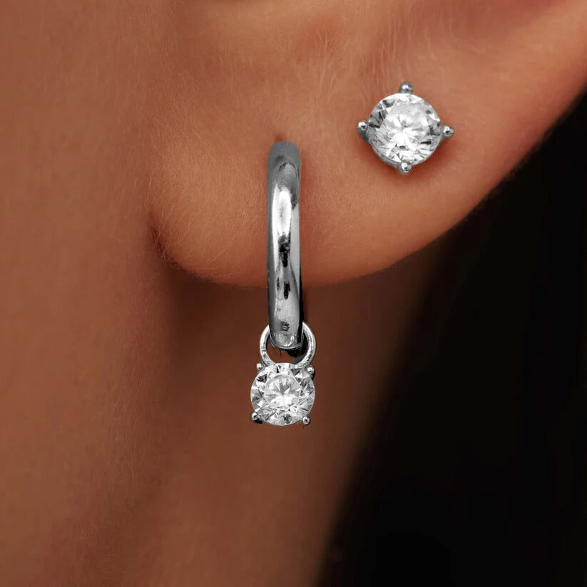 Larmes De Lune Stone Earrings Set | White Gold