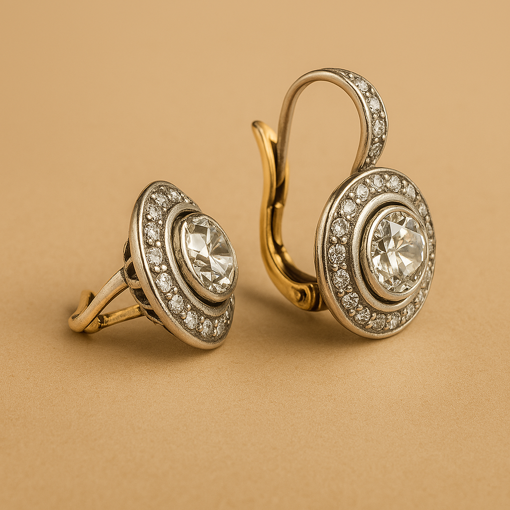 Vintage Silver Earrings With Zirconia