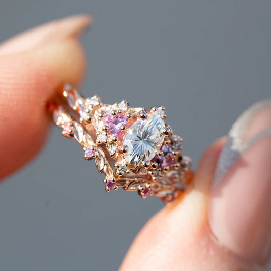 Elegant Pink Dream Crystalline Ring Set