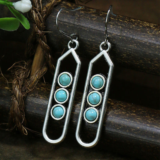 Triple Opal Sphere Earrings In Sterling Silver