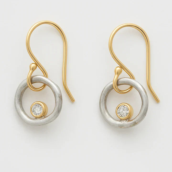 Vintage Gold & Silver Zirconia Earrings