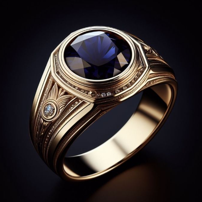 Navy Crest Ring