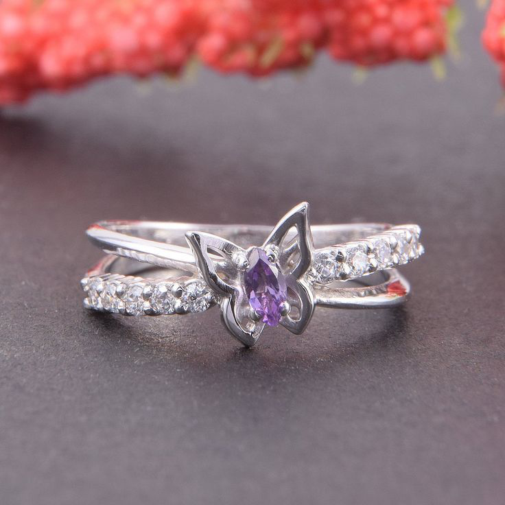 Amethyst Butterfly Ring