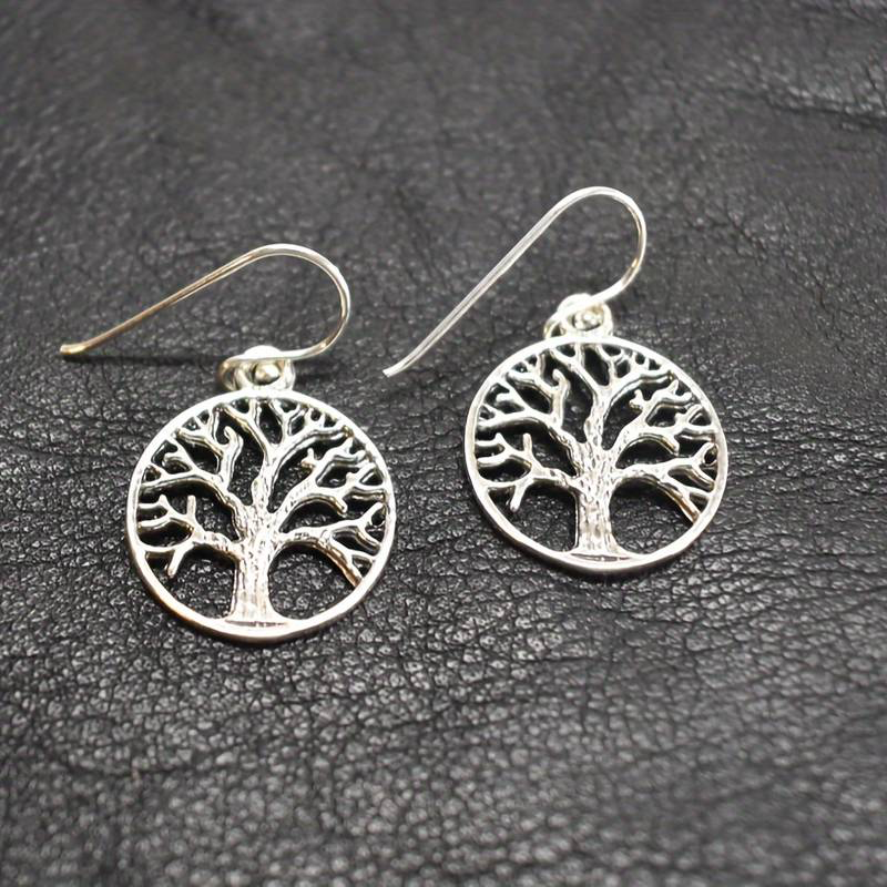 Tree Of Life Rounded Silver Earrings