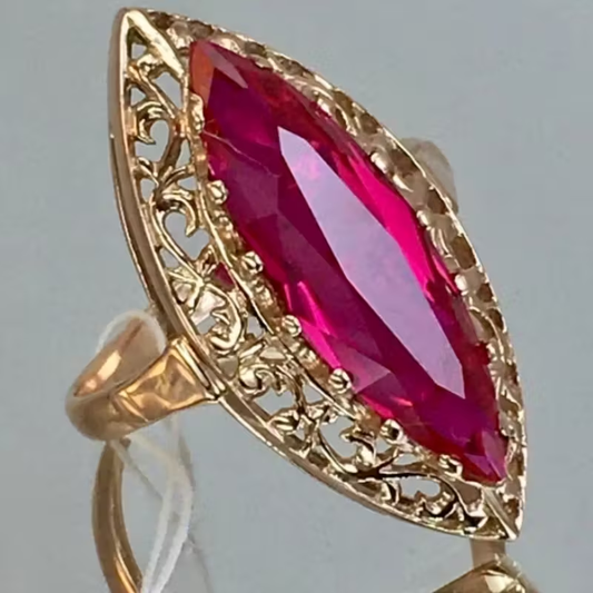 Oval Garnet Stone Gold Ring