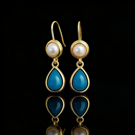 Vintage Blue Drop Pearl Earrings