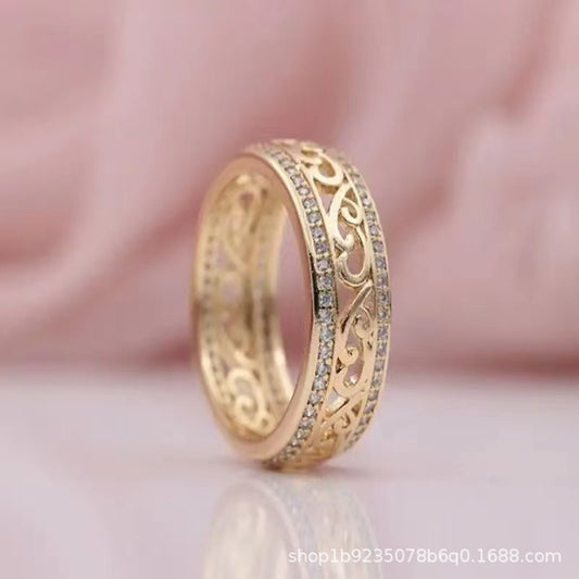 Golden Lace Crystal Band Ring