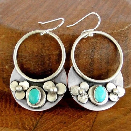 Vintage Blue Moonstone Rounded Earrings