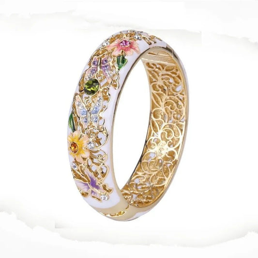 Vintage Golden Colorful Crystal Hollow Ring