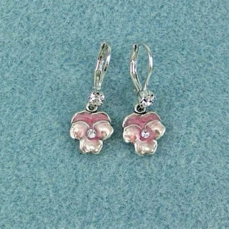 Pink Flower Dangling Earrings