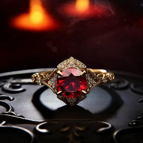 Magnolia & Dragon Crest Ring