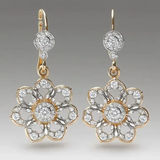 Vintage Crystal Flower Mandala Earrings