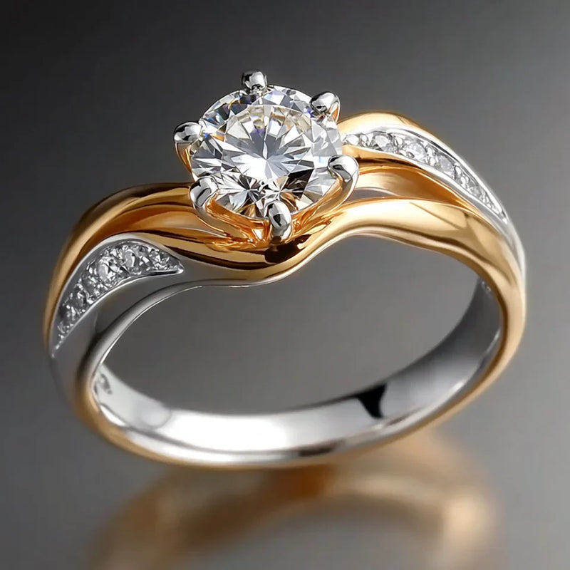 Vintage Gold & Silver Sea Zirconia Ring