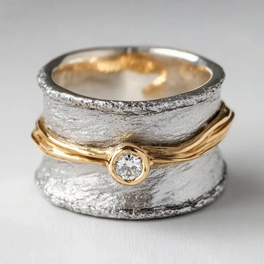 Vintage Minimalist Thick Gold Silver Ring